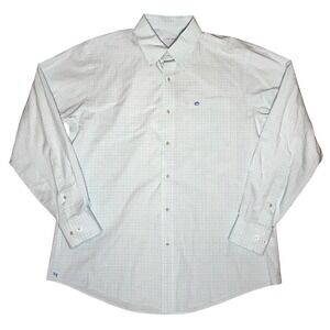Southern Tide Mens Large Mint Green Purple Plaid Long Sleeve Button Down Shirt